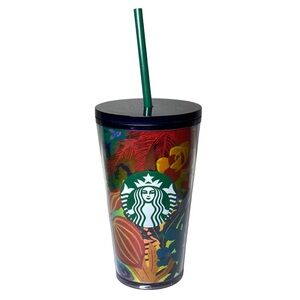 Starbucks 2022 Limited Edition Forest Dreamscape Floral 16oz Tumbler Cup & Straw